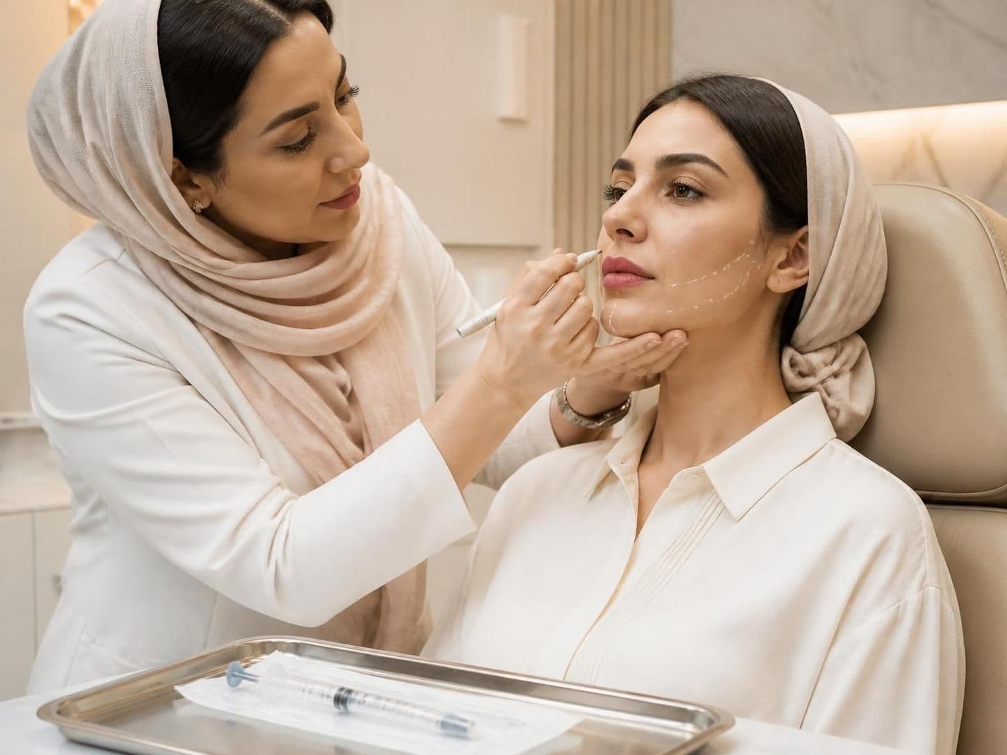 فیلر گونه، چانه، زاویه